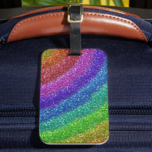 Étiquette À Bagage Parties scintillant arc-en-ciel