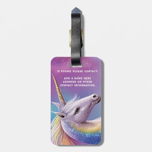 Étiquette À Bagage Parties scintillant Arc-en-ciel magique Blancs lic (Dos Vertical)