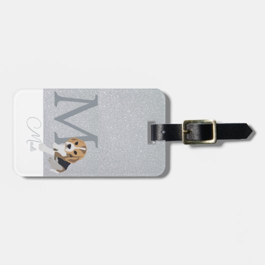 Étiquette À Bagage Parties scintillant argent Amoureux de les chiens (Devant horizontal)