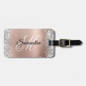 Étiquette À Bagage Parties scintillant argent brillant Rose or glam d (Devant horizontal)