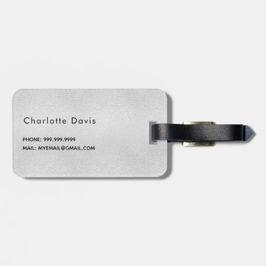 Étiquette À Bagage Parties scintillant argent goutte nom monogramme (Dos horizontal)