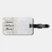 Étiquette À Bagage Parties scintillant argentée (Dos horizontal)