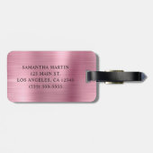 Étiquette À Bagage Parties scintillant argentée Clair Pink Foil Fancy (Dos horizontal)