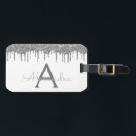 Étiquette À Bagage Parties scintillant blanche argenté Nom du monogra<br><div class="desc">Parties scintillant de séchage en argent et blanc de luxe et Monogramme étincelant Nom et étiquette initiale de bagage. Ce sac-étiquette est parfait pour Mariage ou Bachelorette,  Fête des mariées Favor,  Lune de miel,  Retour à l'école,  Salon de beauté ou Voyager.</div>