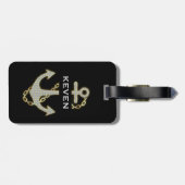 Étiquette À Bagage Parties scintillant blanche Faux et Ancre marine o (Dos horizontal)