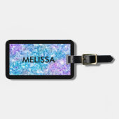 Étiquette À Bagage Parties scintillant bleu turquoise Texture Imprime (Devant horizontal)