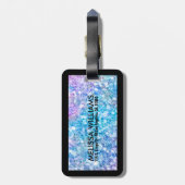 Étiquette À Bagage Parties scintillant bleu turquoise Texture Imprime (Dos Vertical)