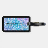 Étiquette À Bagage Parties scintillant bleu turquoise Texture Imprime (Dos horizontal)