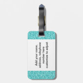 Étiquette À Bagage Parties scintillant bleue Girly, Fun Aqua Imprimée (Dos Vertical)