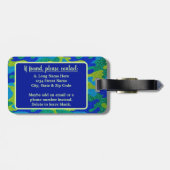 Étiquette À Bagage Parties scintillant Camouflage bleu et vert clair  (Dos horizontal)