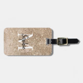 Étiquette À Bagage Parties scintillant Champagne Monogramme Sparkly (Devant horizontal)