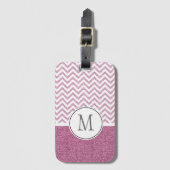 Étiquette À Bagage Parties scintillant Chevron de Glam Faux rose (Devant Vertical)