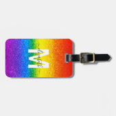 Étiquette À Bagage Parties scintillant chic Arc en ciel rayures Nom d (Devant horizontal)