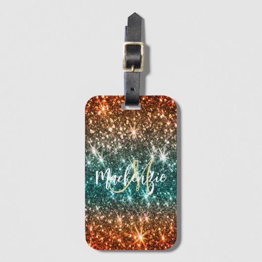 Étiquette À Bagage Parties scintillant colorée (Devant Vertical)