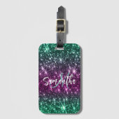 Étiquette À Bagage Parties scintillant colorée (Devant Vertical)