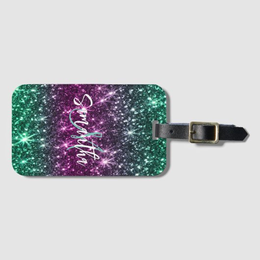 Étiquette À Bagage Parties scintillant colorée (Devant Horizontal)