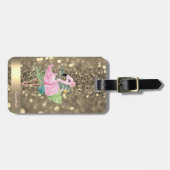 Étiquette À Bagage Parties scintillant Cool moderne Flamants roses en (Devant horizontal)