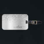 Étiquette À Bagage Parties scintillant d'argent Monogramme métallique<br><div class="desc">Argent Faux Parties scintillant à étincelles métalliques brossé Monogramme en métal Nom et étiquette initiale de sac ou de bagage. Cela rend le cadeau parfait pour 16 ans,  mariage,  douche nuptiale,  anniversaire,  baby shower ou bachelorette pour quelqu'un qui aime le luxe glam et les styles chic.</div>