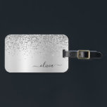 Étiquette À Bagage Parties scintillant d'argent Monogramme métallique<br><div class="desc">Argent Faux Parties scintillant à étincelles métalliques brossé Monogramme en métal Nom et étiquette initiale de sac ou de bagage. Cela rend le cadeau parfait pour 16 ans,  mariage,  douche nuptiale,  anniversaire,  baby shower ou bachelorette pour quelqu'un qui aime le luxe glam et les styles chic.</div>