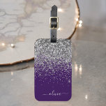 Étiquette À Bagage Parties scintillant d'argent violet Girl Nom du mo<br><div class="desc">Parties scintillant d'étincelle argentée et violette Nom du monogramme et Coussin initial. Le sac à bagage marque le cadeau parfait pour 16 ans,  mariage,  douche nuptiale,  baby shower ou bachelorette cadeau pour quelqu'un décorant sa chambre dans le style.</div>