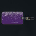 Étiquette À Bagage Parties scintillant d'argent violet Girl Nom du mo<br><div class="desc">Parties scintillant d'étincelle argentée et violette Nom du monogramme et Coussin initial. La coussin fait le cadeau parfait pour 16 ans,  mariage,  douche nuptiale,  baby shower ou bachelorette pour quelqu'un décorant sa chambre dans le style.</div>