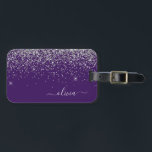 Étiquette À Bagage Parties scintillant d'argent violet Girl Nom du mo<br><div class="desc">Parties scintillant d'étincelle argentée et violette Nom du monogramme et Coussin initial. La coussin fait le cadeau parfait pour 16 ans,  mariage,  douche nuptiale,  baby shower ou bachelorette pour quelqu'un décorant sa chambre dans le style.</div>
