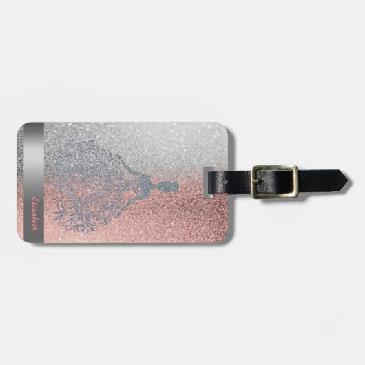 Étiquette À Bagage Parties scintillant de robe moderne fille Bokeh Om (Devant horizontal)