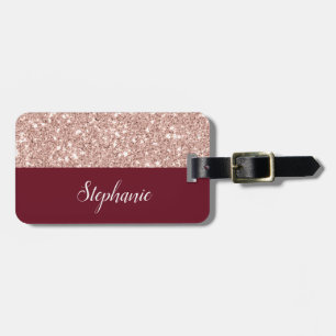 Étiquette À Bagage Parties scintillant d'or Faux Rose avec Bourgogne