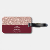 Étiquette À Bagage Parties scintillant d'or Faux Rose avec Bourgogne (Dos horizontal)