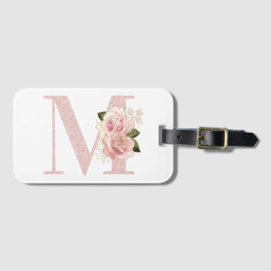 Étiquette À Bagage Parties scintillant d'or Rose pâle Fille Monogramm