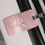 Étiquette À Bagage Parties scintillant en métal brossé rose pâle Nom<br><div class="desc">Personnalisez facilement ce design chic et branché avec une jolie parties scintillant brillante rose vif sur un arrière - plan métallique brossé rose vif.</div>