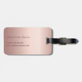 Étiquette À Bagage Parties scintillant en or rose flush  nom monogram (Dos horizontal)