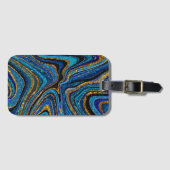 Étiquette À Bagage Parties scintillant en verre étincelante marbre bl (Devant Horizontal)