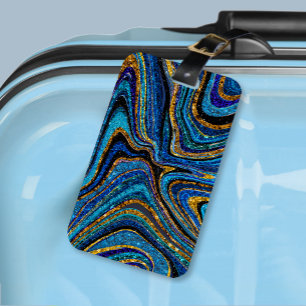 Étiquette À Bagage Parties scintillant en verre étincelante marbre bl