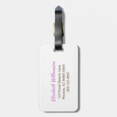 Étiquette À Bagage Parties scintillant fille violet Monogramme initia (Dos Vertical)