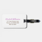 Étiquette À Bagage Parties scintillant fille violet Monogramme initia (Dos horizontal)