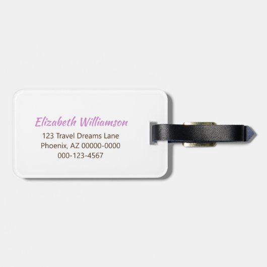 Étiquette À Bagage Parties scintillant fille violet Monogramme initia (Dos horizontal)