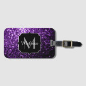 Étiquette À Bagage Parties scintillant foncé violet faux brillant sci (Devant Horizontal)