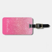 Étiquette À Bagage Parties scintillant Girly Sparkly Rose rose Nom du (Devant horizontal)