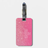 Étiquette À Bagage Parties scintillant Girly Sparkly Rose rose Nom du (Dos Vertical)