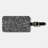 Étiquette À Bagage Parties scintillant Gris Et Noir Moderne (Devant horizontal)