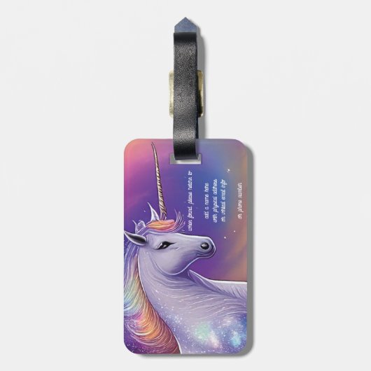 Étiquette À Bagage Parties scintillant Imaginaire arc-en-ciel nuages  (Dos Vertical)