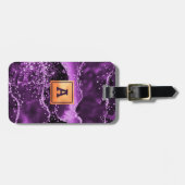 Étiquette À Bagage Parties scintillant mauve agneau rose nom or (Devant horizontal)