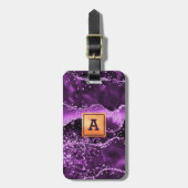 Étiquette À Bagage Parties scintillant mauve agneau rose nom or (Devant Vertical)