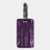 Étiquette À Bagage Parties scintillant mauve agneau rose nom or (Dos Vertical)