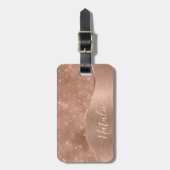 Étiquette À Bagage Parties scintillant métal Rose or personnalisé (Devant Vertical)