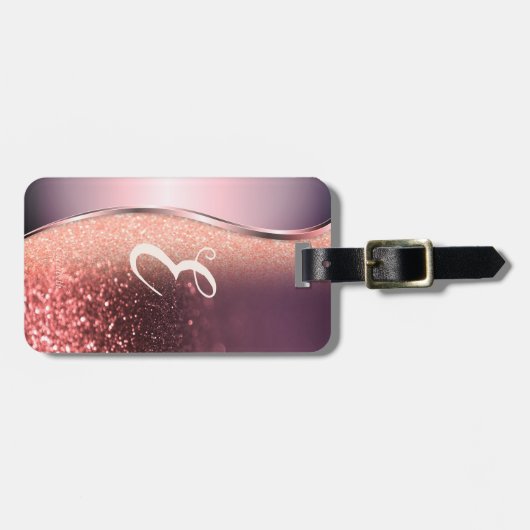 Étiquette À Bagage Parties scintillant moderne Bokeh, Monogramme (Devant horizontal)