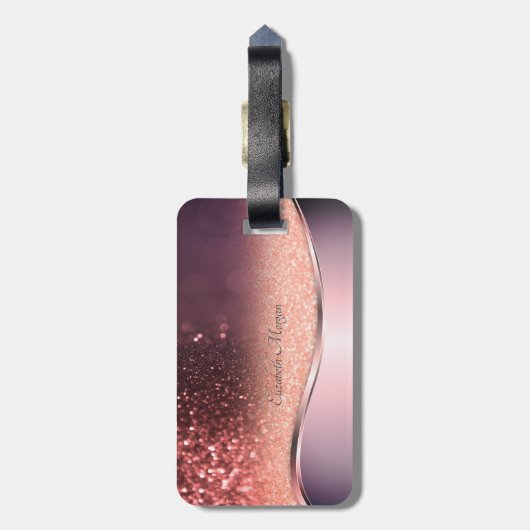 Étiquette À Bagage Parties scintillant moderne Bokeh, Monogramme (Dos Vertical)