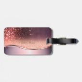 Étiquette À Bagage Parties scintillant moderne Bokeh, Monogramme (Dos horizontal)