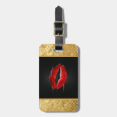 Étiquette À Bagage Parties scintillant moderne et élégante lèvres rou (Devant Vertical)